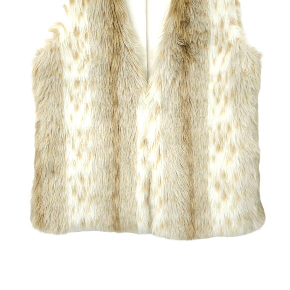 Grace Elements Faux Fur Vest Womens Size M Snow Leopard Brown Cream Boho - Picture 11 of 13